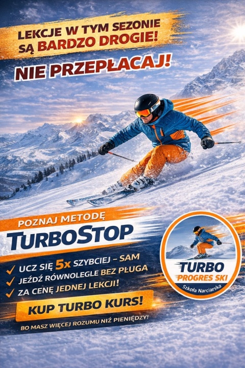 Kurs narciarski Turbo Stop - VIDEO - uczysz się sam krok po kroku jeździć na nartach lub doskonalisz jazdę